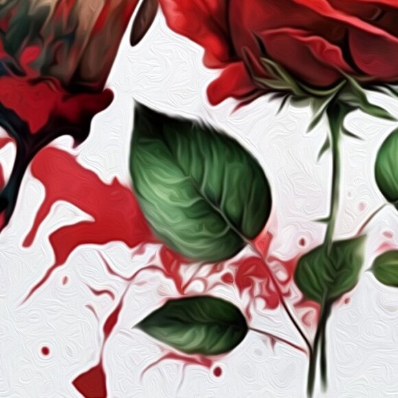 Butterfly with a Single Red‎ Rose Watercolor Oil Painting Art Print - Picture 7 of 7